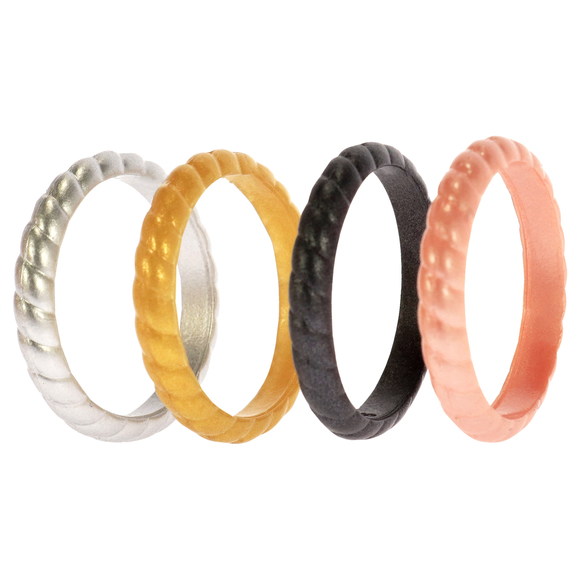 Silicone Wedding Stackble Braided Ring Set - Metal by ROQ - Picture 1 of 1